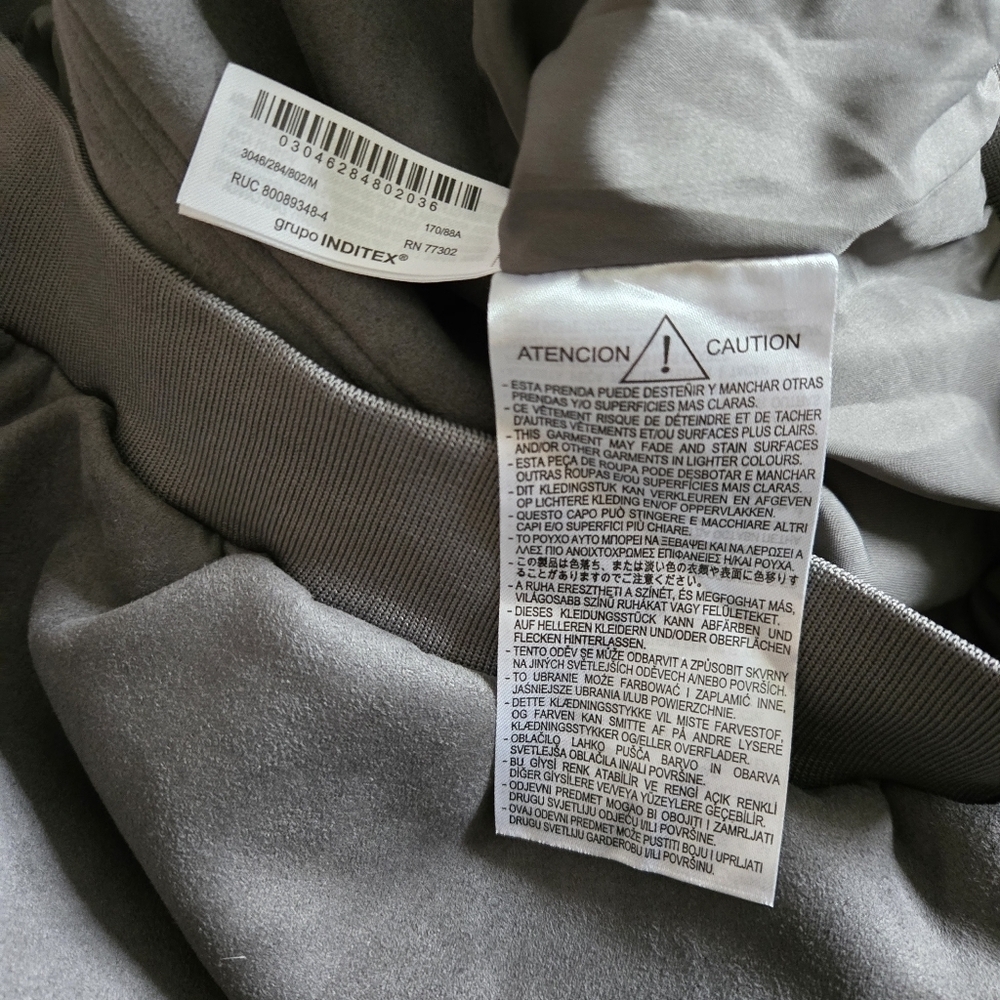 New Zara Oversized Suede Gray Bomber Jacket NWT Medium - Picture 13 of 15